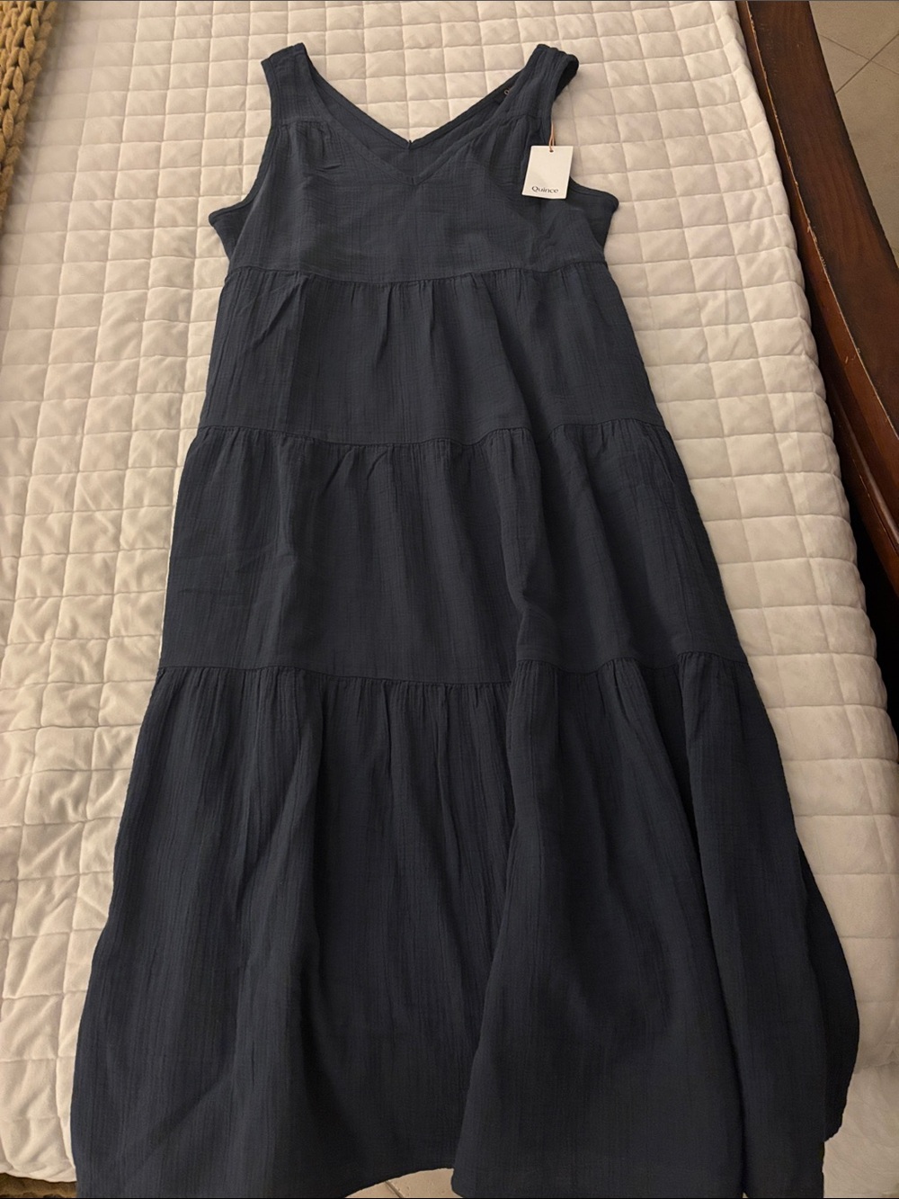 Quince Navy Blue Tiered Sleeveless Women's' Dress (new with tag)